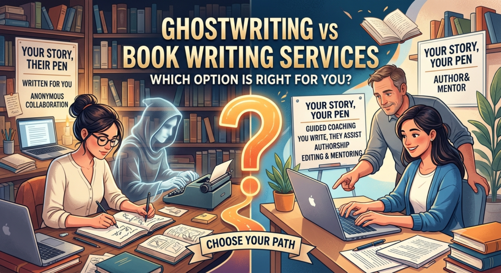 Ghostwriting vs book writing services comparison for aspiring authors